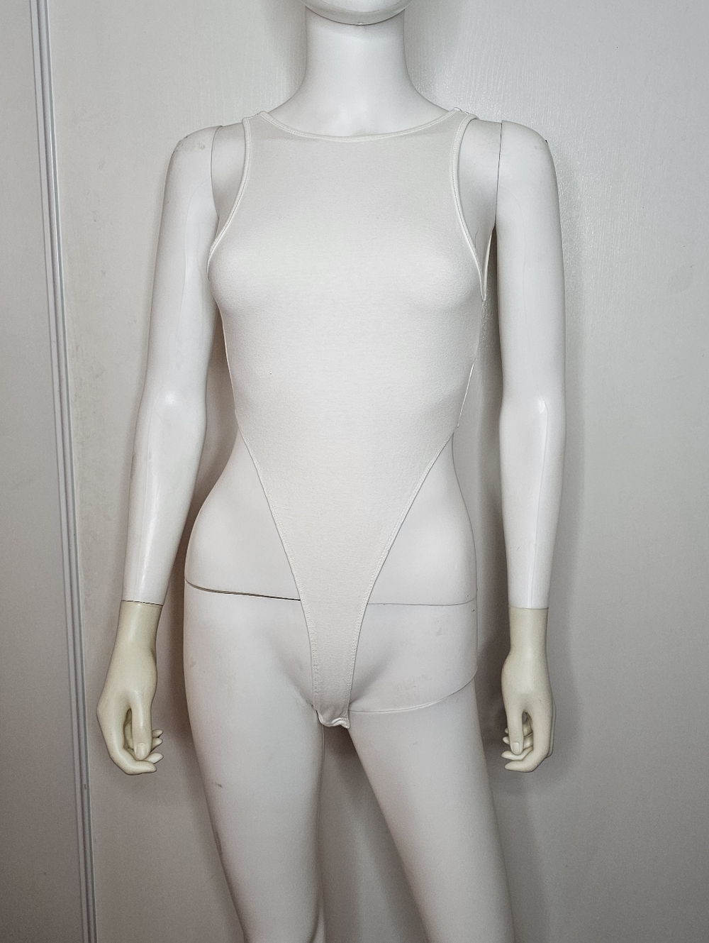 Divided H&M White Scoop Neck Tank Open Back Bodysuit Cotton Size S